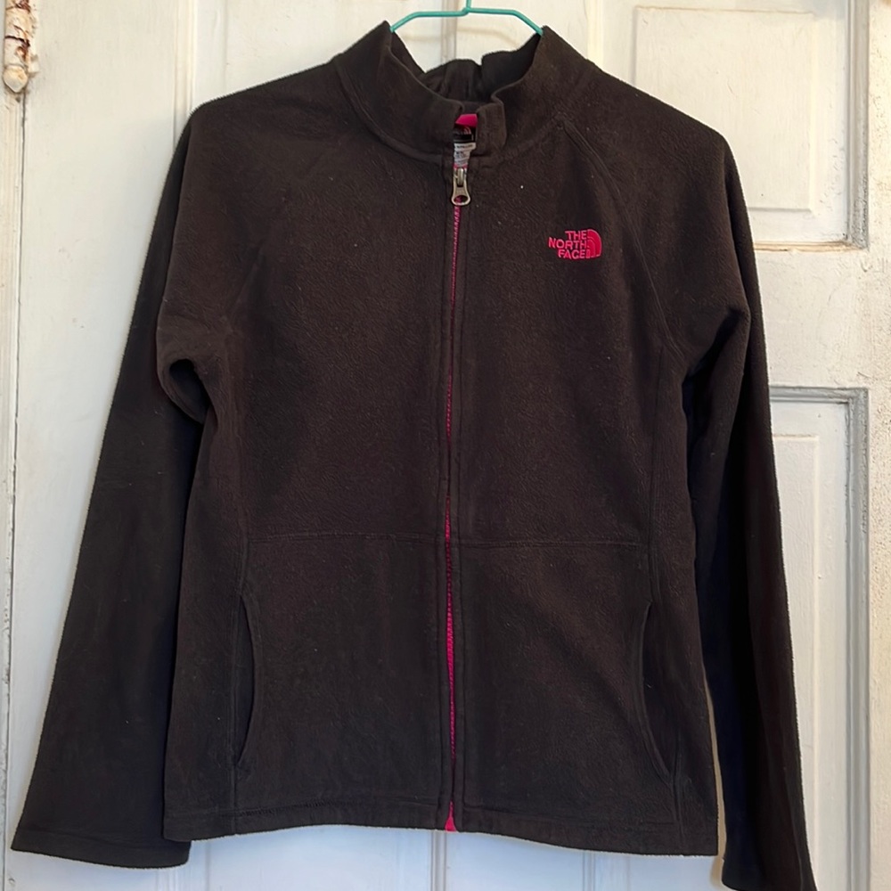 The North Face girls black fleece jacket in size medium 10-12
